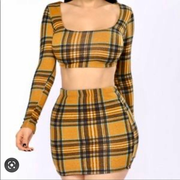 NWT yellow plaid set - Picture 1 of 3